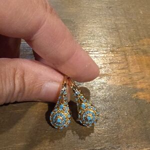 Fashion Jewelry Gold-Tone Turquoise Teardrop Earrings - Women Jewelry